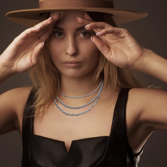 Western Jewelry Navajo Pearl Necklace for Women Handmade Long Boho Turquoise Pea - Picture 2 of 6